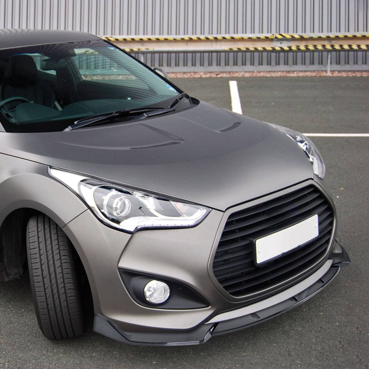 2013-2017 Hyundai Veloster Turbo Glossy Black 3PC Front Bumper Lip Kit - Aggressive Style Upgrade for Sporty Look | Perfect for Car Enthusiasts & Auto Shows