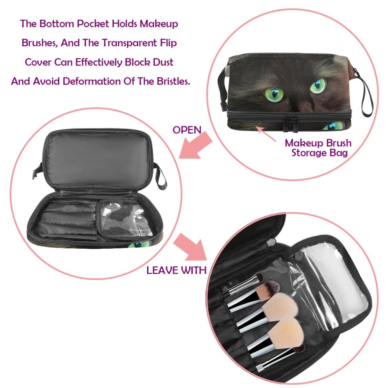Large Travel Makeup Bag with Cat Design - Waterproof Cosmetic Organizer for Women, Toiletry Bag for Travel, Gym & Daily Use