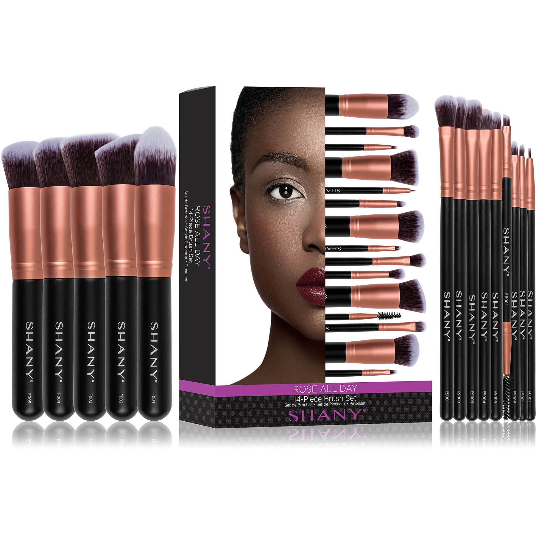 SHANY 14-Piece Rose Gold Makeup Brush Set - Kabuki, Foundation, Powder, Concealer & Eyeshadow Brushes - Perfect for Professional Makeup Artists & Beginners - Ideal for Travel, Home & Salon Use