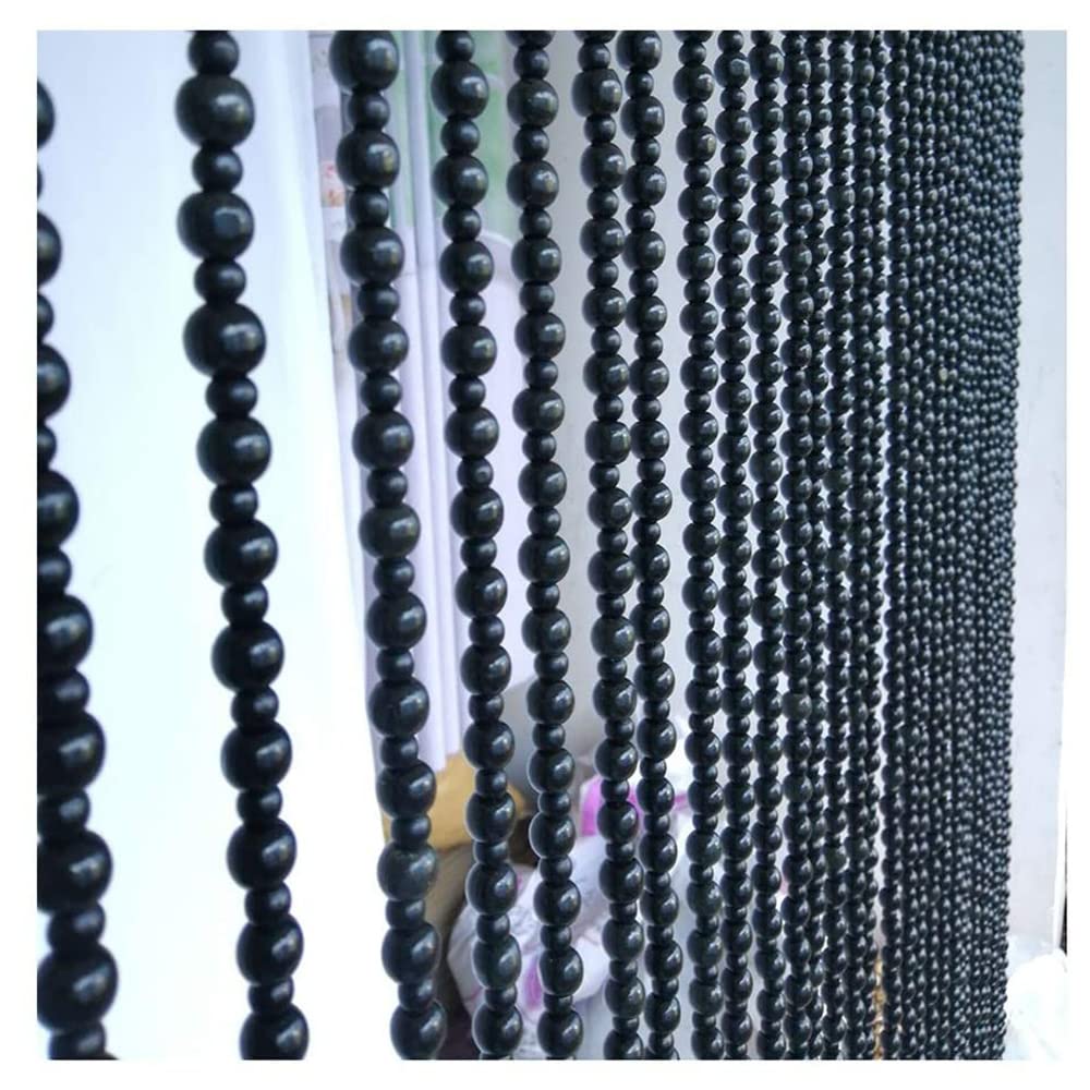 Black Wood Beaded Curtain - Handmade Wooden Beads Room Divider for Doorway, Closet & Passage | Natural Boho Decor for Bedroom, Living Room & Studio Background
