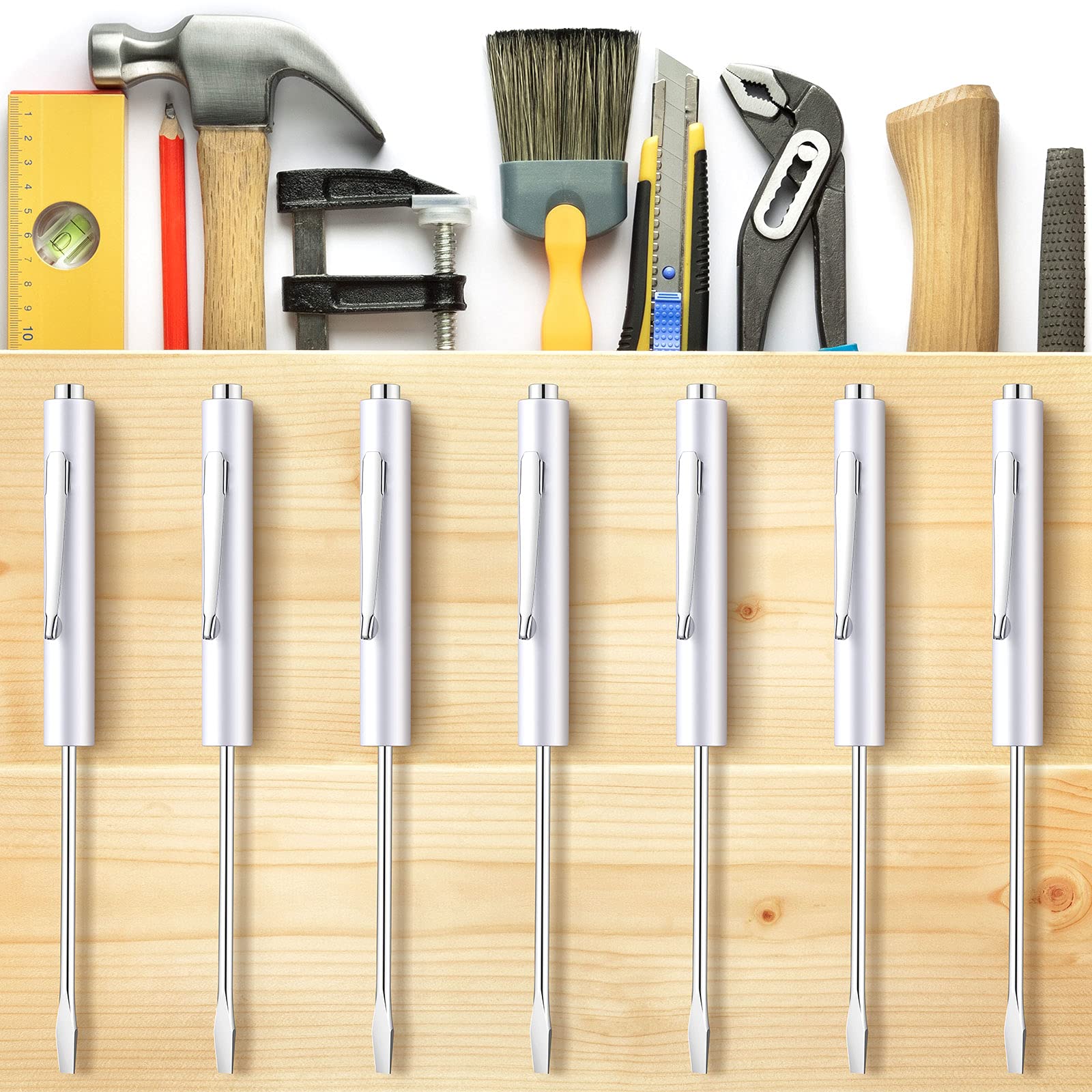 Honoson 10-Piece Magnetic Pocket Screwdriver Set - Mini Slotted Screwdrivers with Pocket Clips for Mechanical & Electrical Repairs (White) - Perfect for DIY, Home Improvement, and Professional Tool Kits