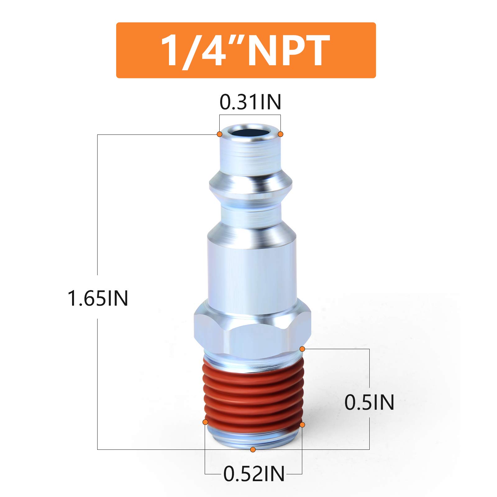 GASHER 1/4-Inch NPT Male Industrial Air Plug - 300PSI High Pressure Pneumatic Plugs (10-Pack) - Perfect for Air Compressors, Pneumatic Tools & Industrial Applications