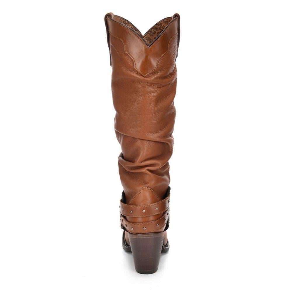 1Z01RS Women's Fashion Casual Cowboy Leather Boots - Golden Cuadra Style for Western Wear & Everyday Outfits