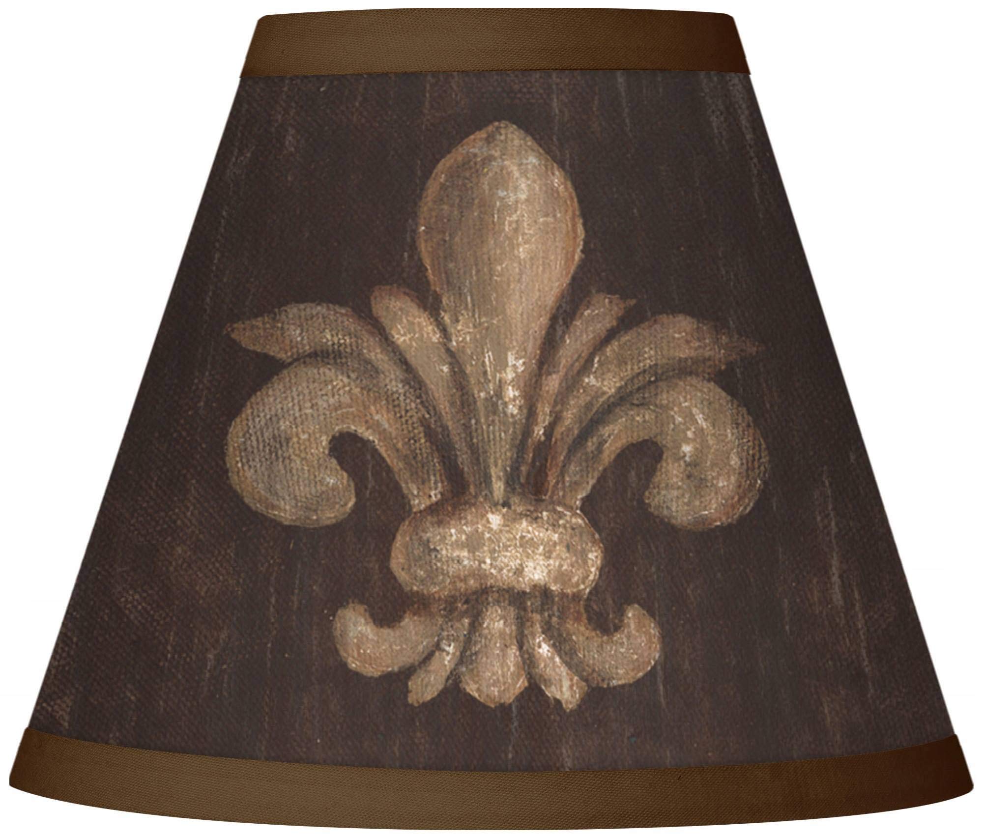 Set of 4 Empire Print Lamp Shades - Fleur-de-Lis Design in Black & Brown - Small Size 3