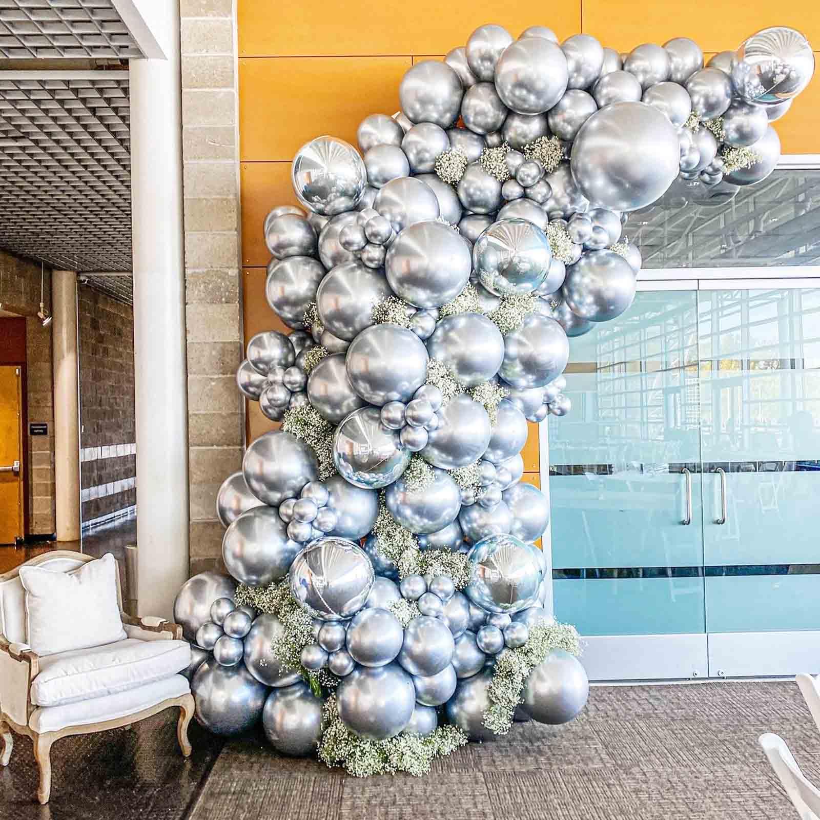 66-Pack 12 Inch Chrome Silver Latex Party Balloons - Metallic Balloons for Graduation, Wedding, Birthday, New Year, Baby Shower & Anniversary - Holiday Party Decorations & Event Backdrop Photography