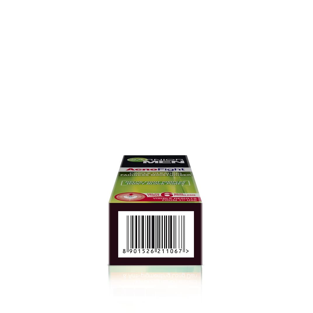 Garnier Men Acno Fight Pimple Clearing Brightening Moisturizer Cream - 45g (2 Pack) - Oil-Free Face Moisturizer for Acne-Prone Skin, Reduces Blemishes & Dark Spots - Perfect for Daily Skincare Routine & Post-Shave Hydration