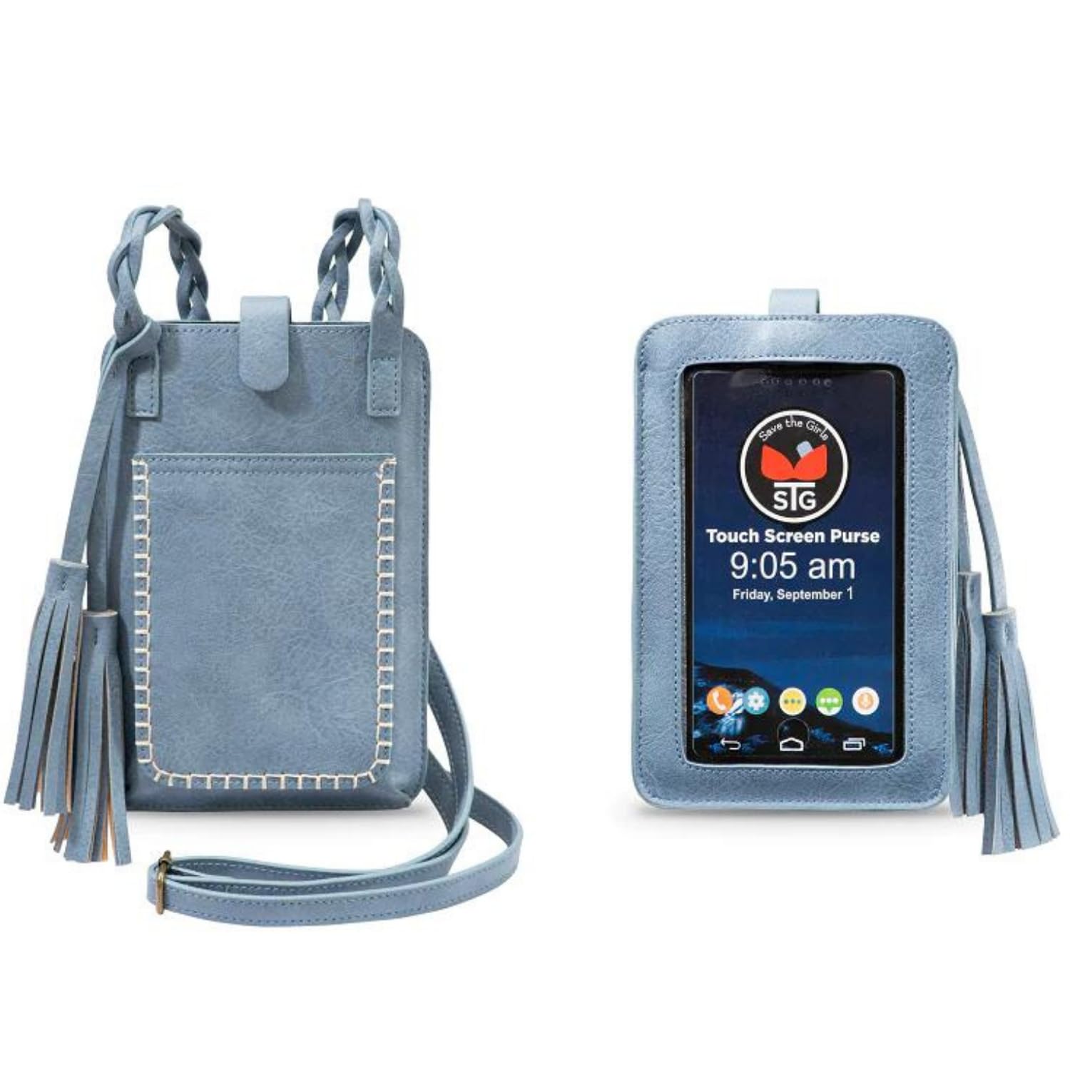 Save the Girls Free Spirit Touchscreen Crossbody Purse - Lightweight Smartphone Wallet with 4 Credit Card Slots for Women (Bella Blue) | Perfect for Shopping, Travel & Everyday Use