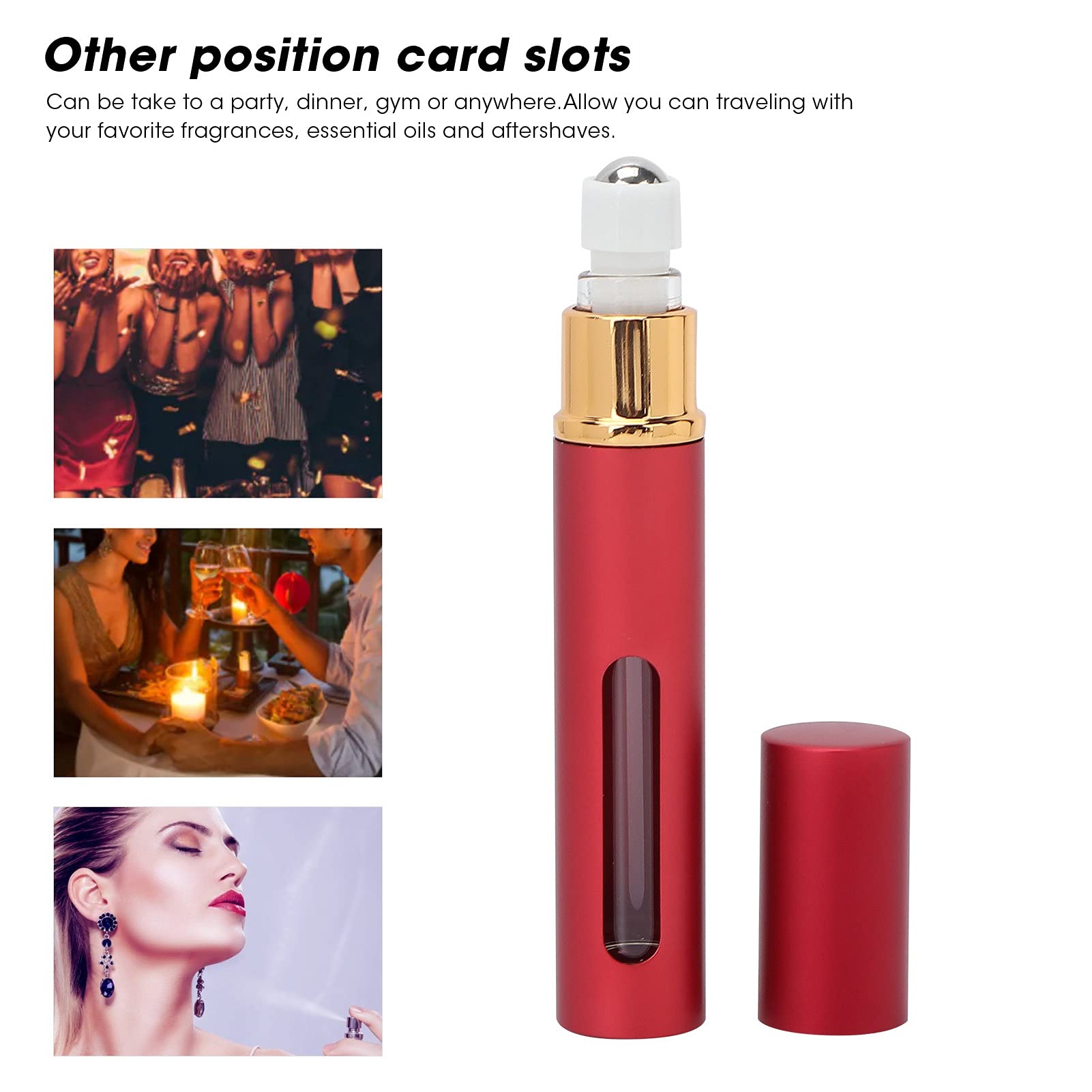 Empty Roll On Bottle - Refillable Alumite Perfume Bottle with Visible Design for Essential Oils & Fragrances | Perfect for Gym, Travel, Parties & Home Use (Red)