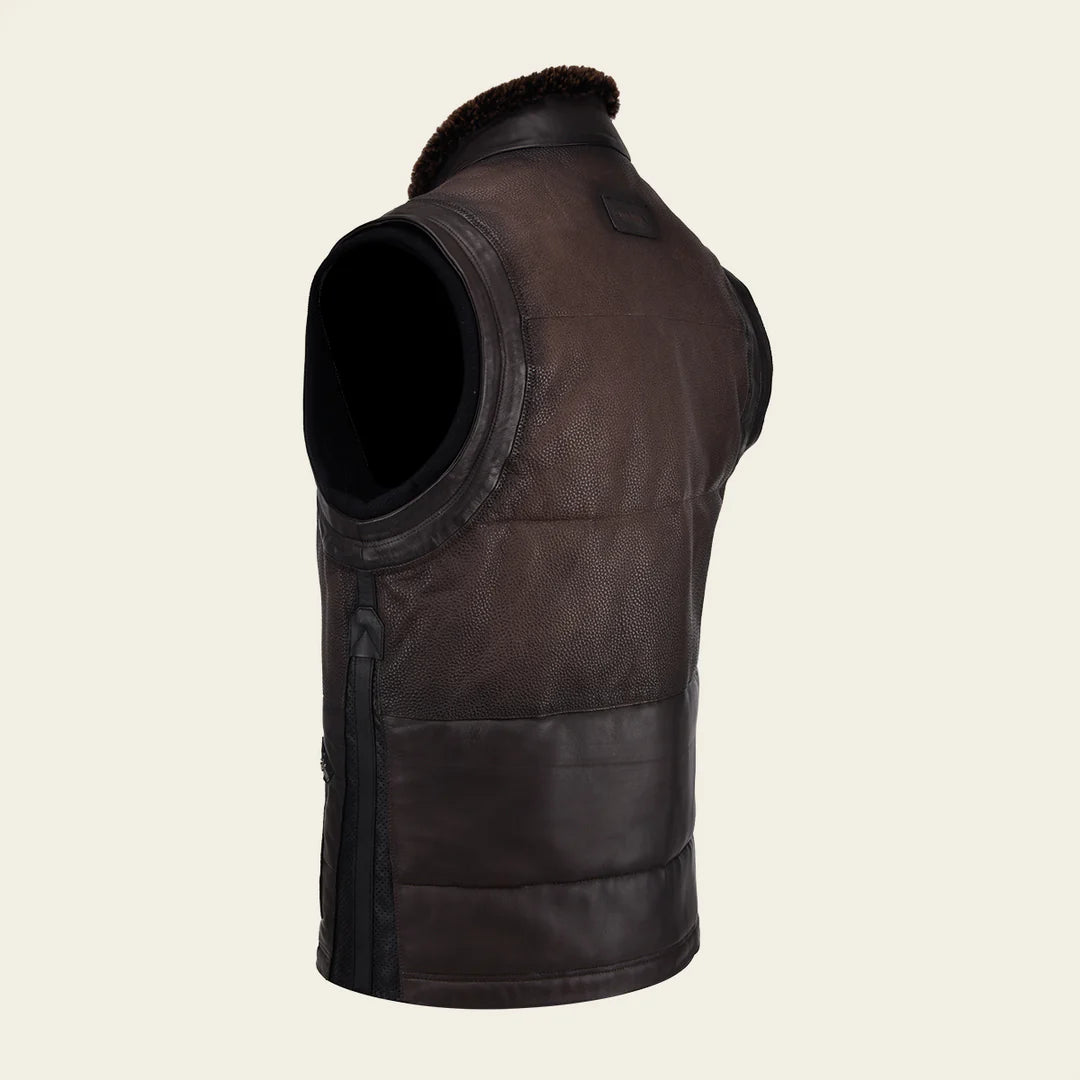 H350BOB Cuadra Men's Mocha Casual Fashion Lambskin Leather Vest - Stylish & Comfortable for Everyday Wear, Outdoors & Casual Events