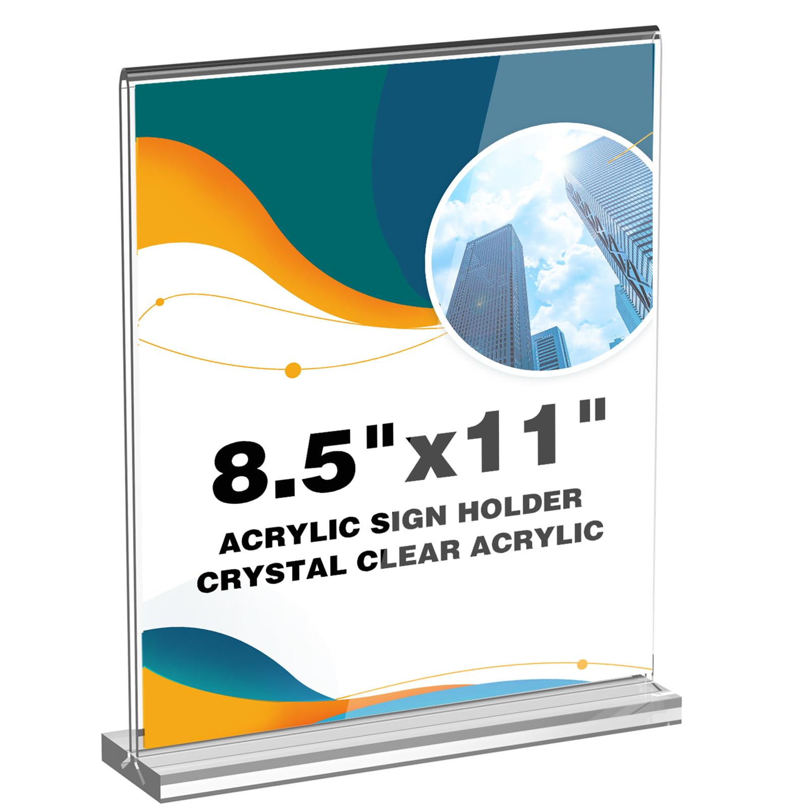 8.5 x 11 Clear Acrylic Table Sign Holder - Double Sided T-Shaped Flyer Display Stand for Pictures, Papers & Cards | Perfect for Mall, Office, Home, Store & Restaurant Decor