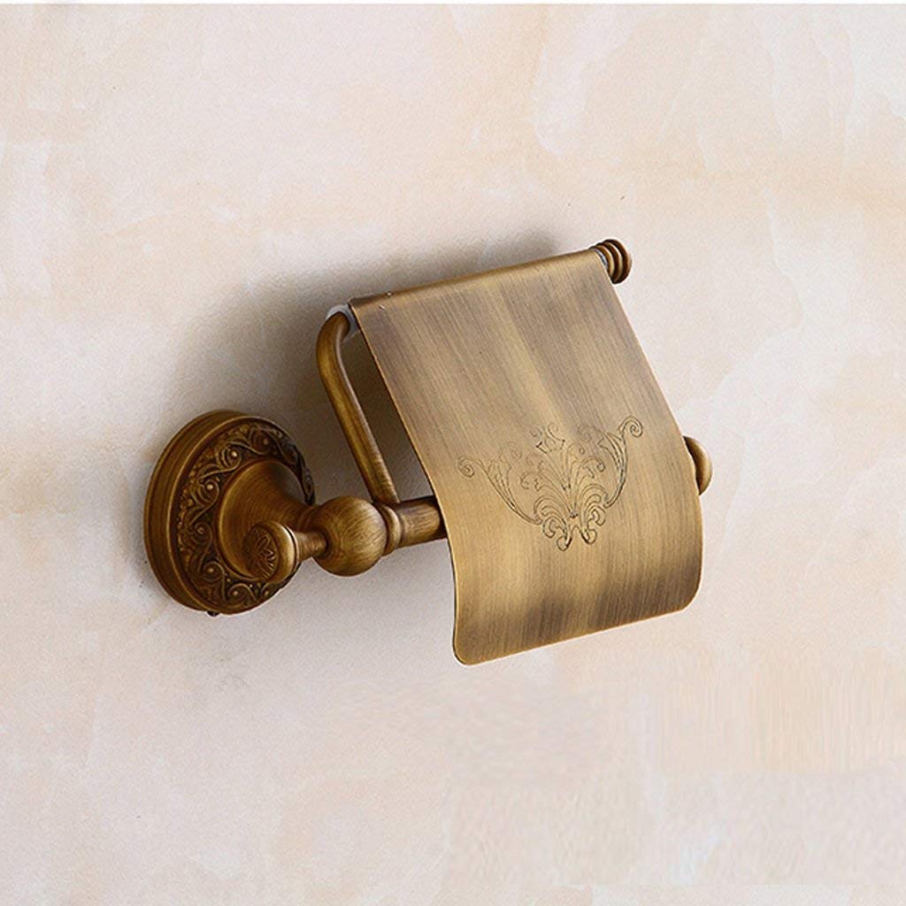 **SH-CHEN Solid Copper Toilet Paper Holder - Wall Mounted, Thickened & Rustproof Bathroom Tissue Roll Holder - European Retro Style for Home & Hotel Use**
