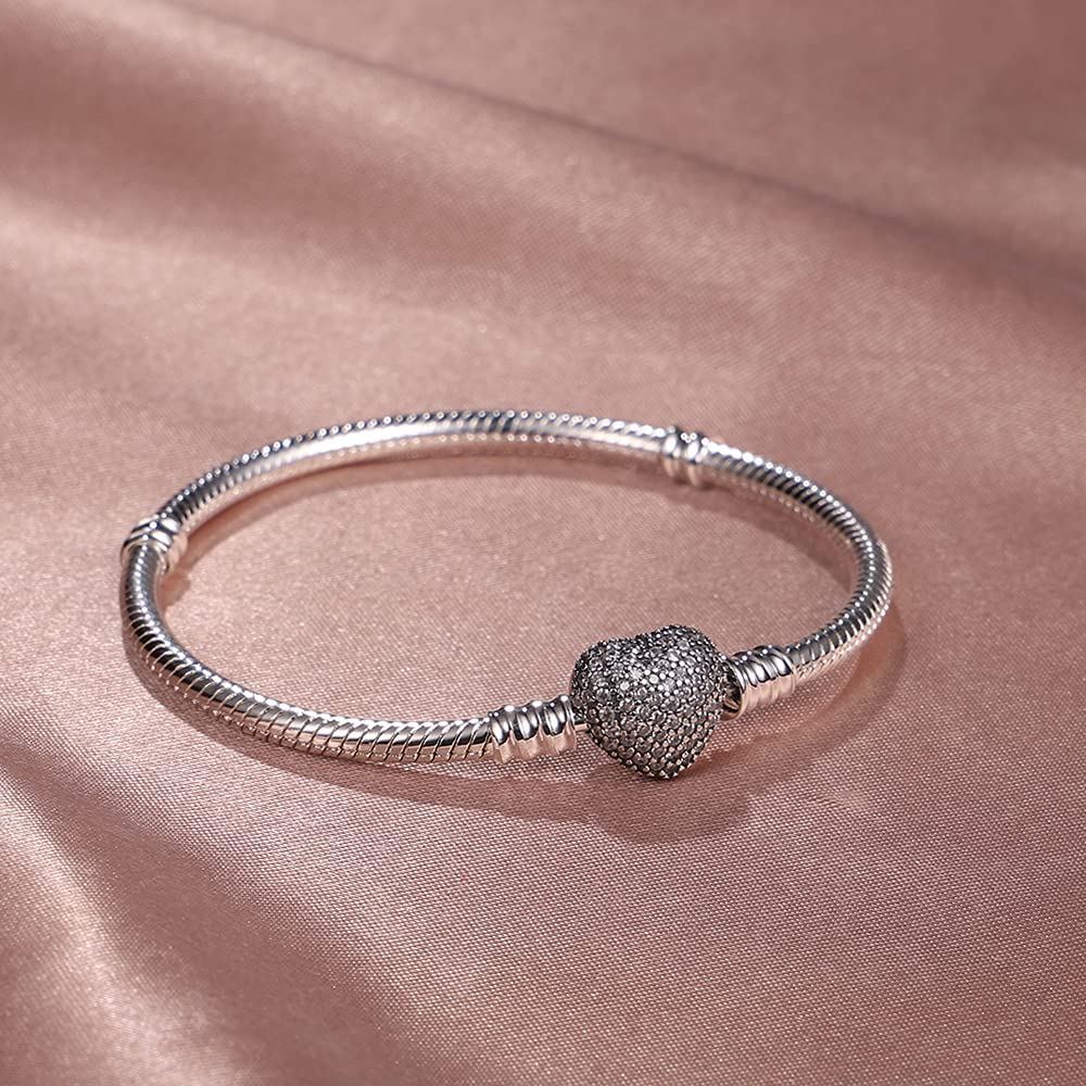 KUNSIR 925 Sterling Silver Snake Chain Charm Bracelet for Women - Adjustable & Durable Jewelry Gift for Birthday, Anniversary, Valentine's Day | Perfect for Layering, Everyday Wear & Special Occasions