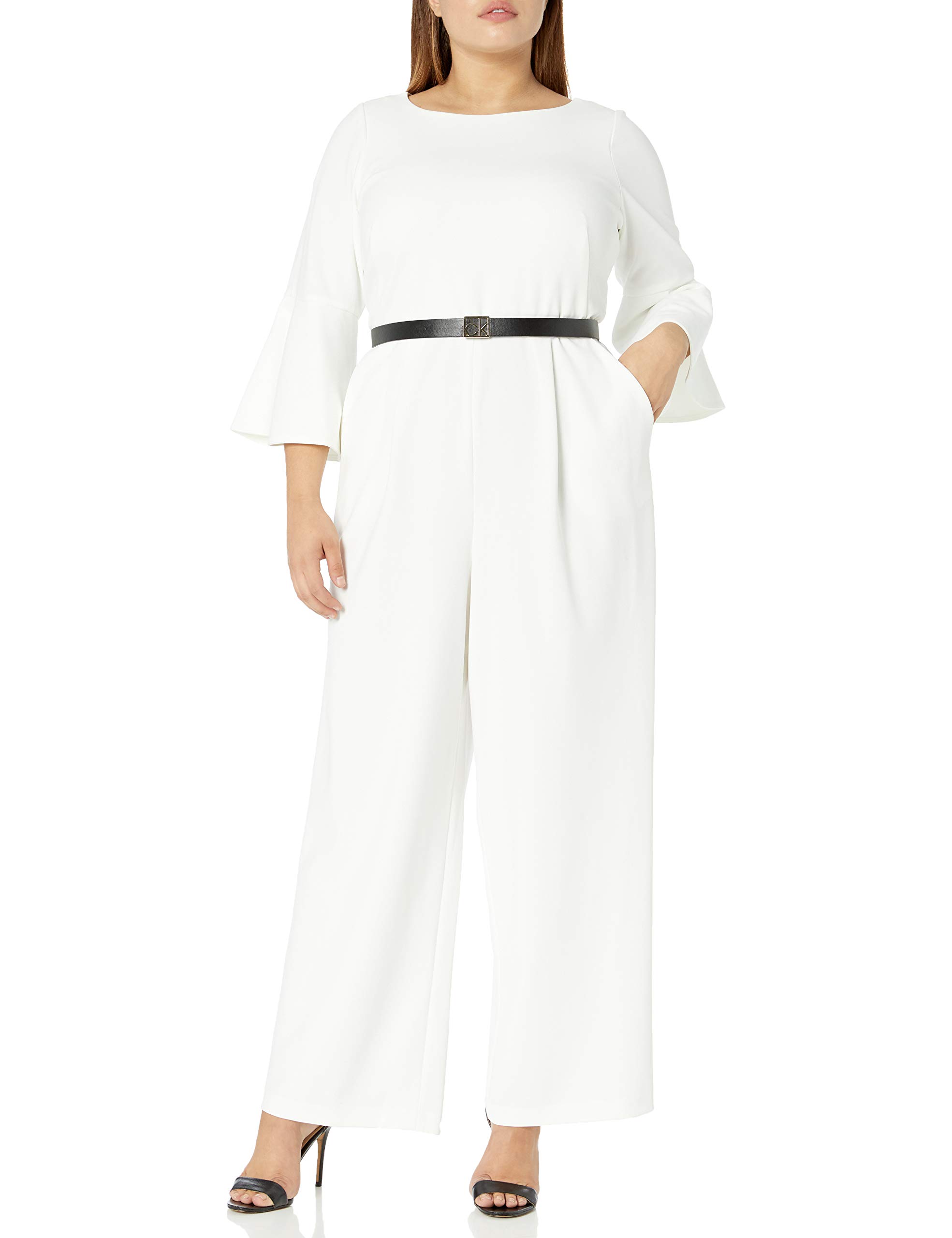Calvin Klein Women's Belted Jumpsuit - Slim Fit One-Piece Romper with Adjustable Waist for Casual & Office Wear | Perfect for Work, Date Night & Special Occasions