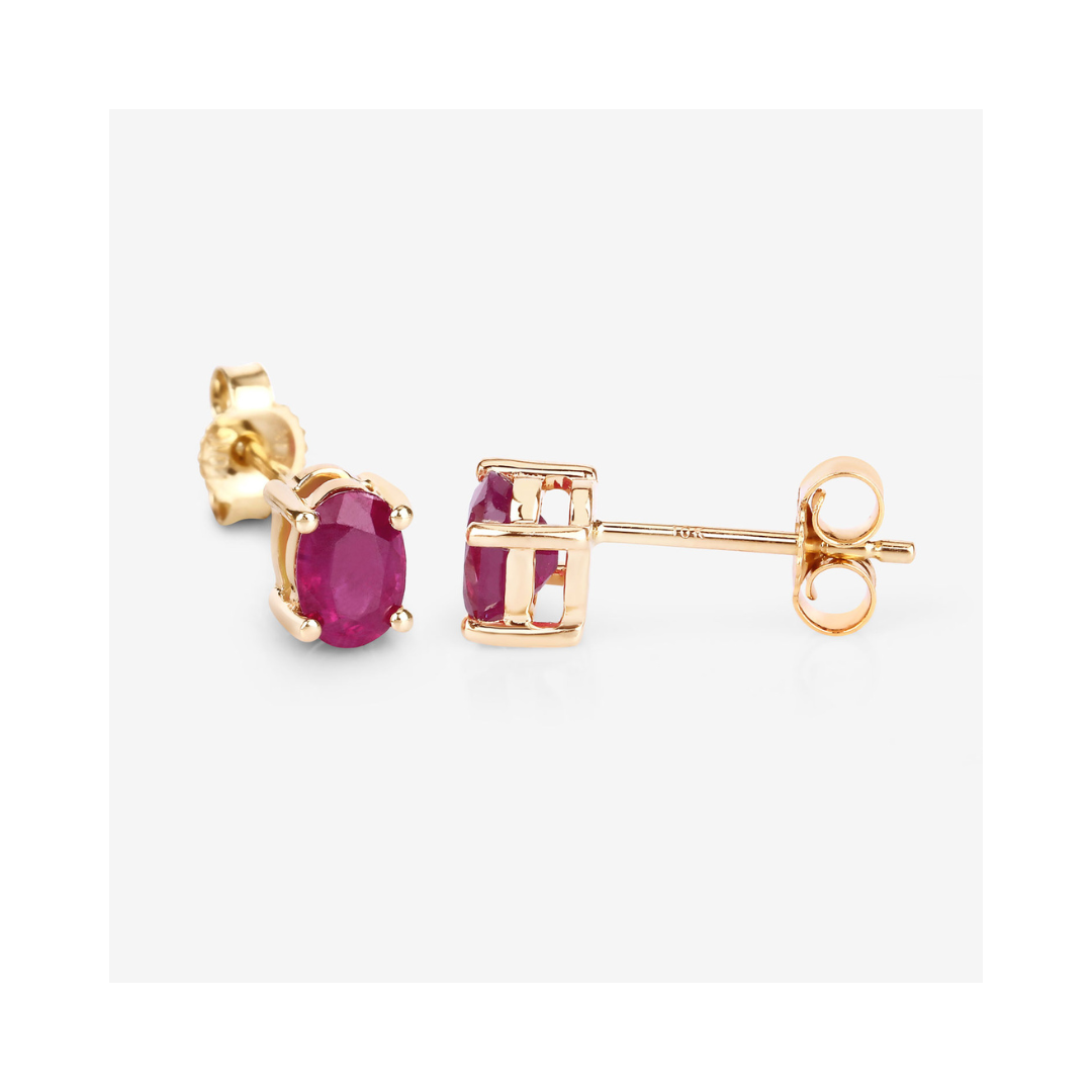 10K Gold Pink Ruby Stud Earrings for Women - Genuine Gemstone Jewelry Gift for Birthday, Anniversary & Everyday Wear