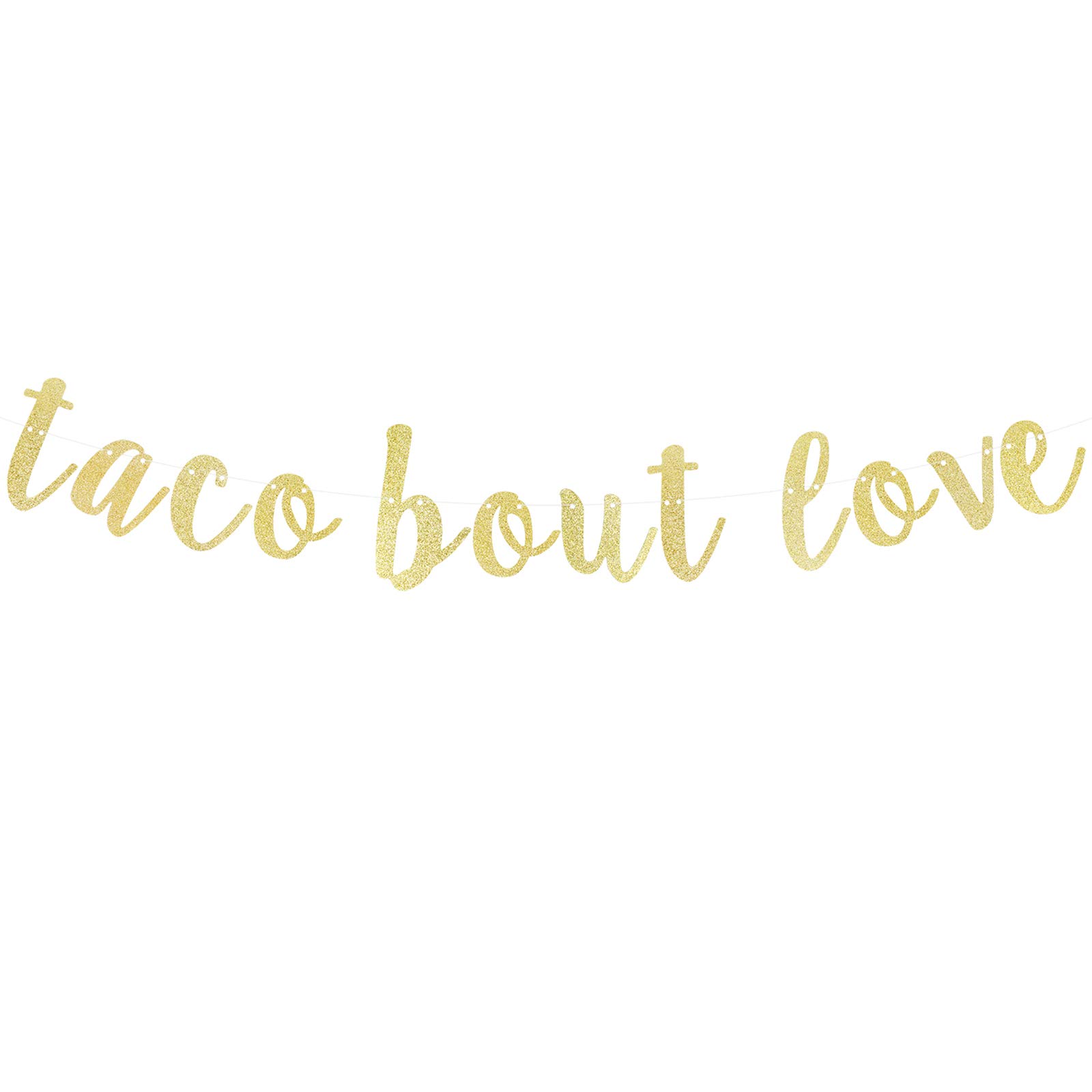 LINGTEER Taco Bout Love Gold Glitter Bunting Banner - Mexican Fiesta Decor for Weddings, Bridal Showers & Parties - Perfect Backdrop Sign for Cinco de Mayo, Birthday Celebrations & Themed Events