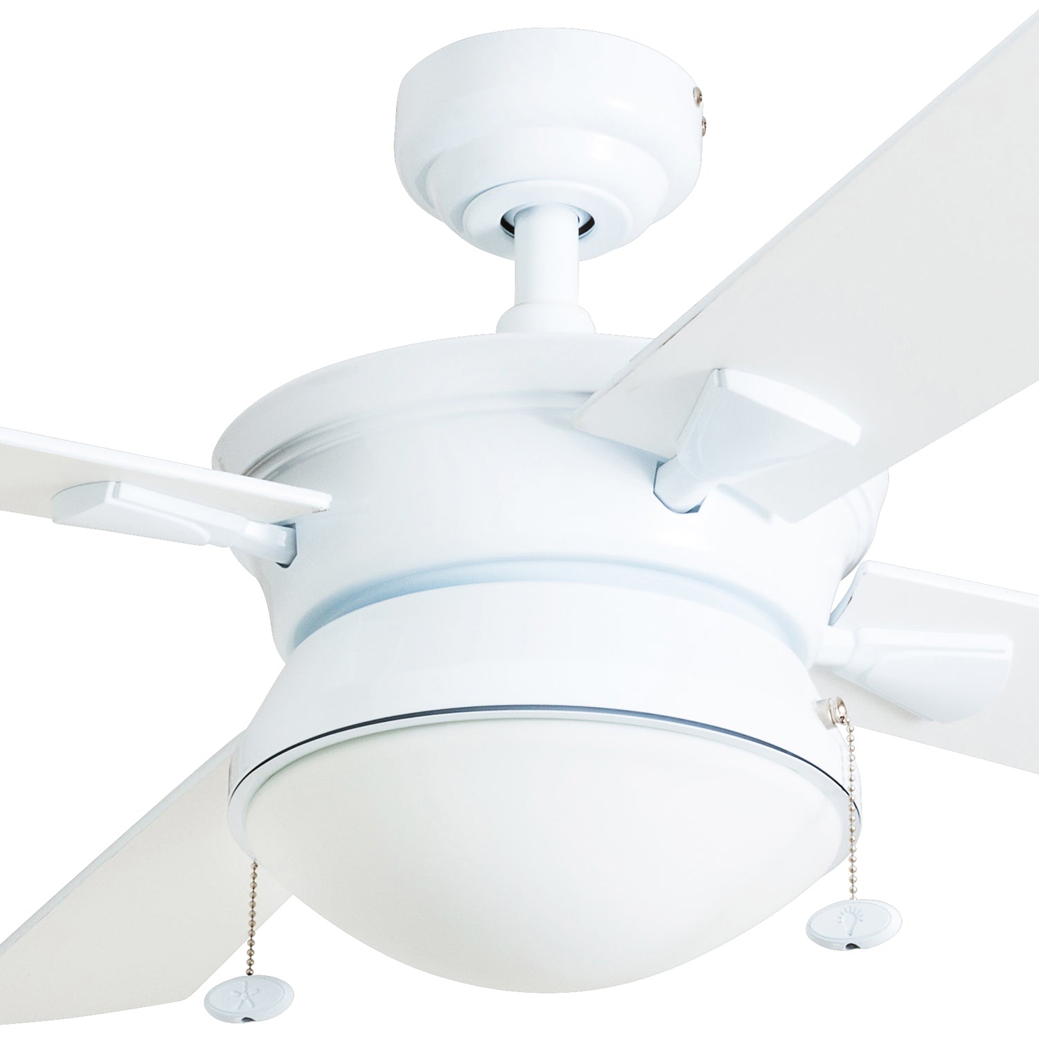 52 Inch Auletta White Ceiling Fan with Pull Chain - Indoor/Outdoor Use for Living Room, Bedroom, Patio & Porch