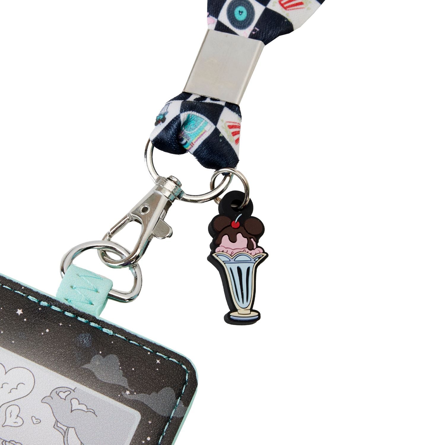 Loungefly Disney Mickey and Minnie Date Night Drive-In Lanyard with Card Holder - Perfect for Theme Parks, Concerts, and Everyday Use