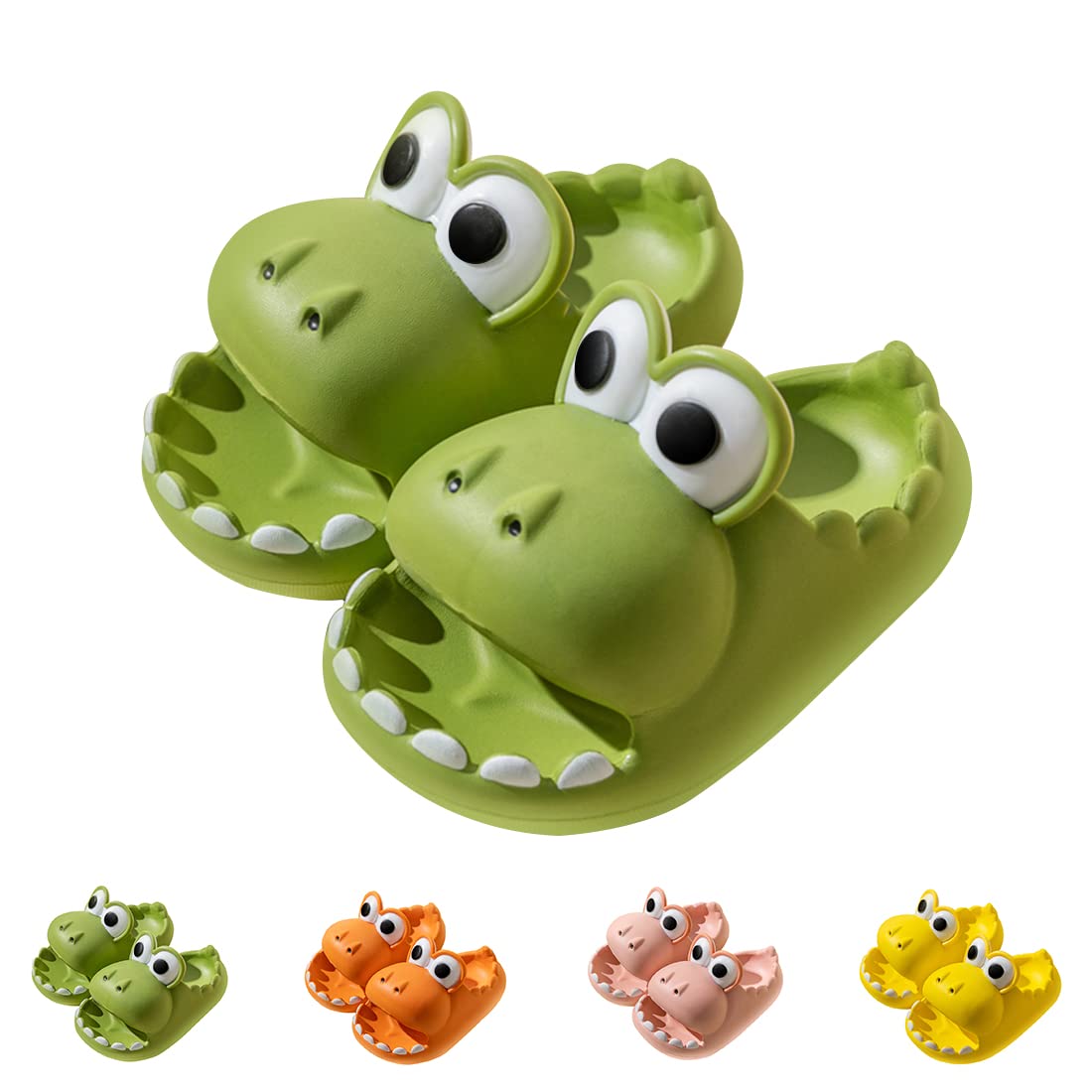 Dinosaur Slippers for Kids - Anti-Slip Open Toe Slides with Lightweight Sole | Cute Shower & Beach Sandals for Indoor/Outdoor Wear | Perfect for Playtime, Poolside & Home Comfort