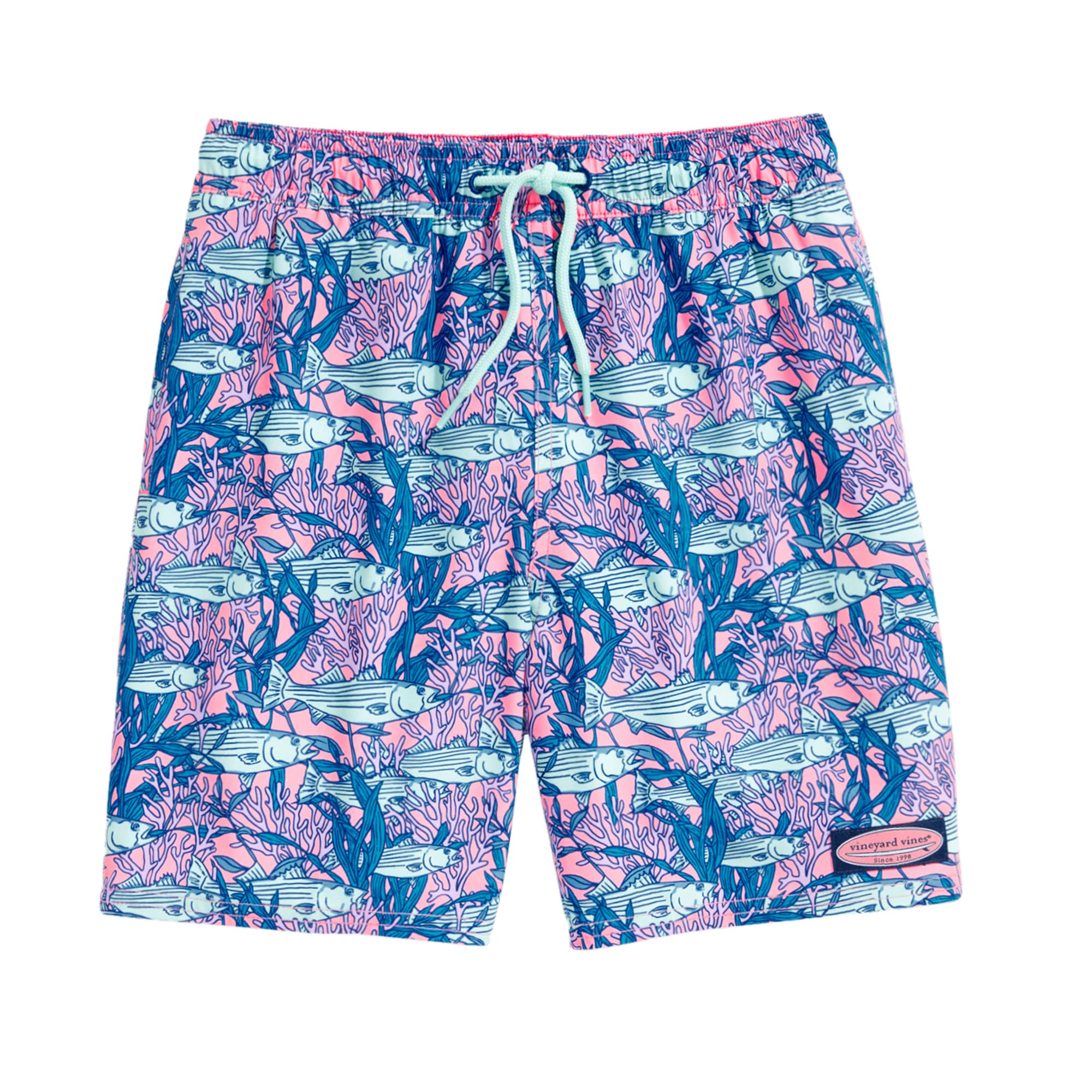 Vineyard Vines Boys' Printed Chappy Swim Trunks - Quick-Dry Swimwear for Kids Beach, Pool & Summer Activities