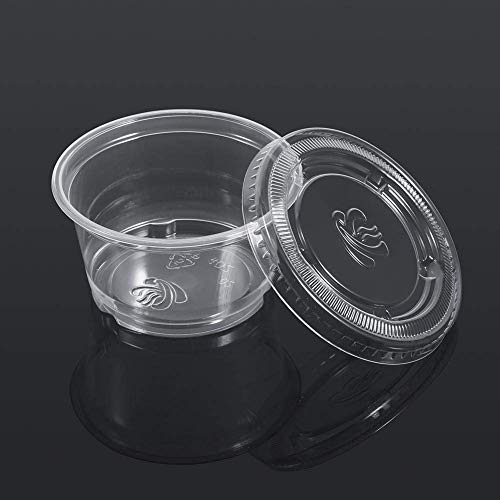 50Pcs Clear Plastic Sauce Cups with Lids - 4oz Souffle Cups for Food Storage, Takeaway, Chutney & Hot Sauces - Perfect for Restaurants, Catering & Home Meal Prep