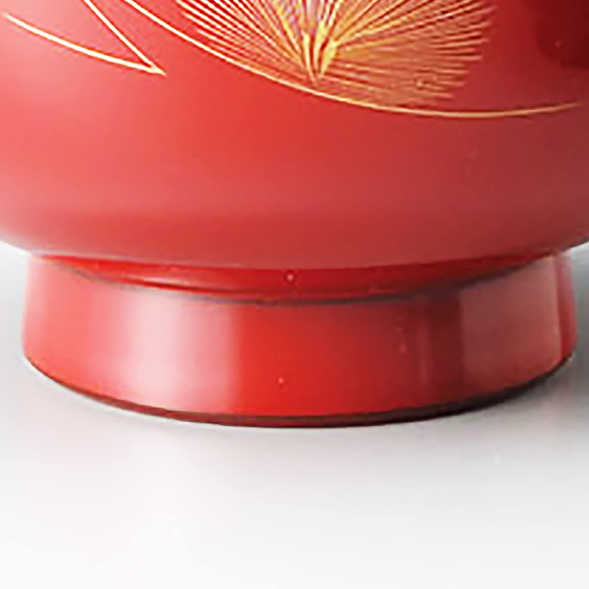 Premium Echizen Coating 904103 Matsuba Sinkin Feather Soup Bowls - Set of 2 (Vermilion & Black) - Handcrafted Japanese Ceramic Rice/Noodle Bowls for Home Dining & Gifts