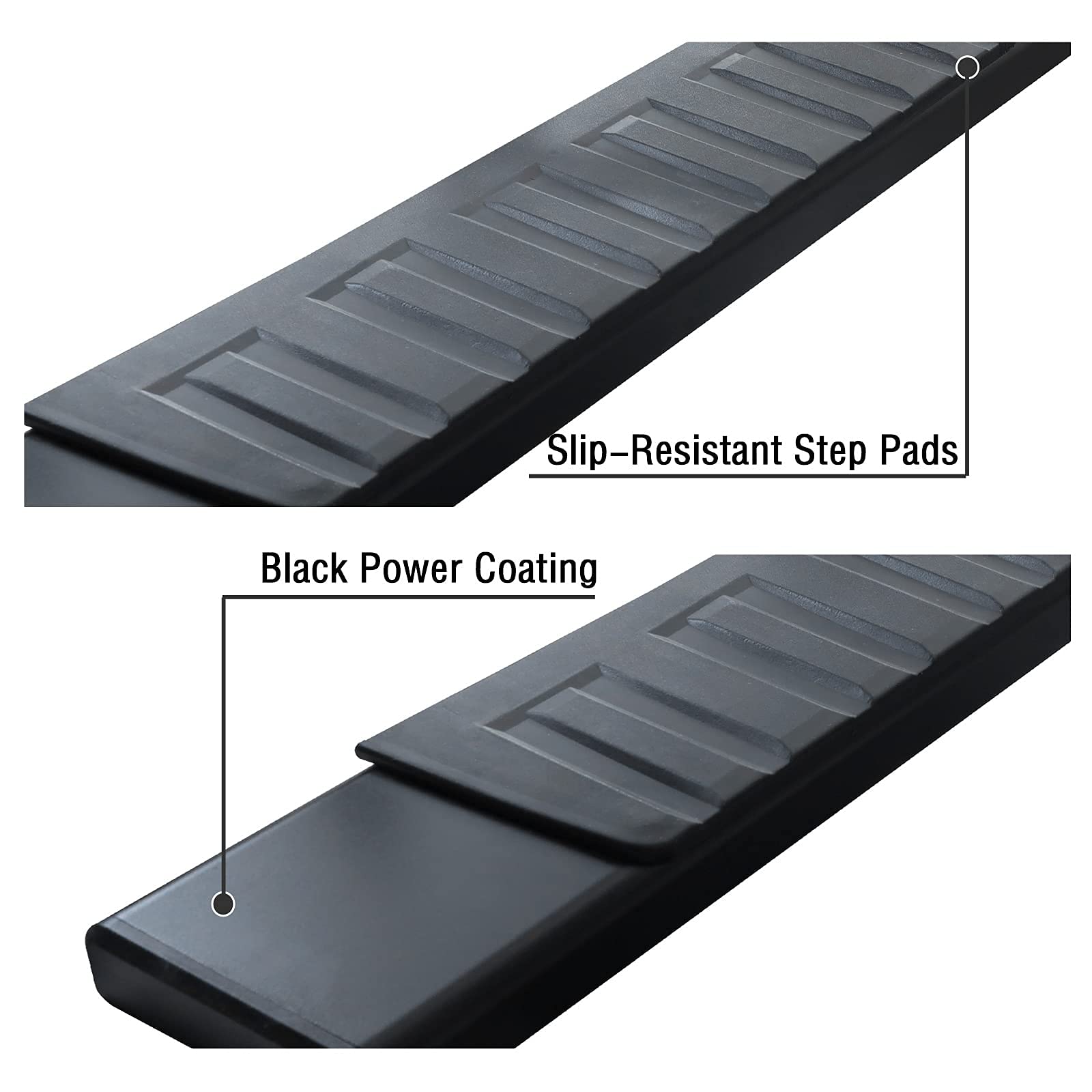 6 Inch Black Running Boards for 2007-2018 Chevy Silverado & GMC Sierra 1500/2500HD/3500HD Crew Cab - Heavy Duty Side Steps for Easy Truck Access - Perfect for Off-Roading, Work Trucks & Daily Commutes