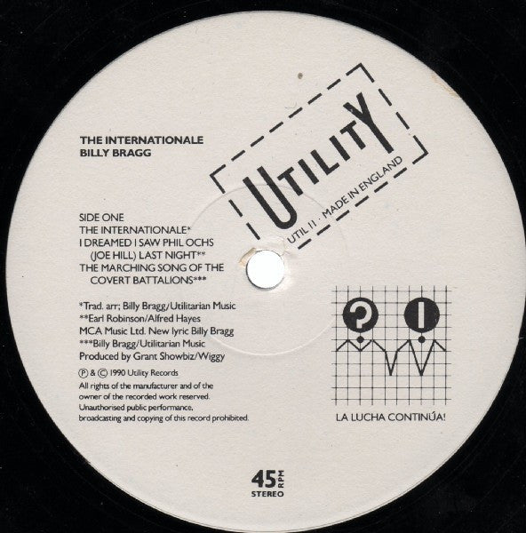 Billy Bragg - The Internationale UTIL11 Utility - Vintage Punk Vinyl Record for Collectors & Music Lovers - Perfect for Home Listening & Gifts