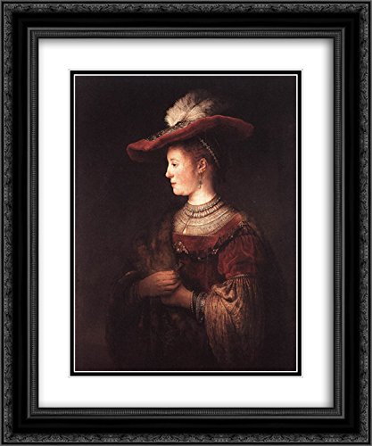 Rembrandt Harmenszoon van Rijn Museum Art Print - Saskia Inpompous Dress 20x24 with Black Ornate Frame & Double Matting | Perfect for Living Room, Bedroom, or Office Wall Decor