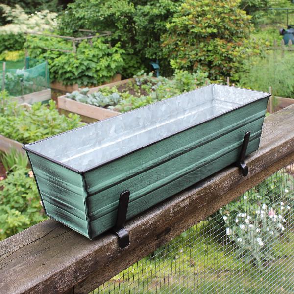 Small Decorative Flower Box with Sturdy Railing Brackets - Perfect for Balcony, Porch & Window Garden Decor