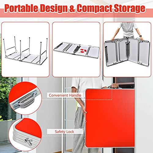Gotoplay Folding Table Tennis Set - Portable Ping Pong Table with Net, 2 Paddles & 2 Balls - Indoor/Outdoor Table Tennis for Kids & Adults - 60 x 30 x 30 Inches - Easy Assembly Free - Red - Perfect for Backyard, Garage, Office & Family Game Night