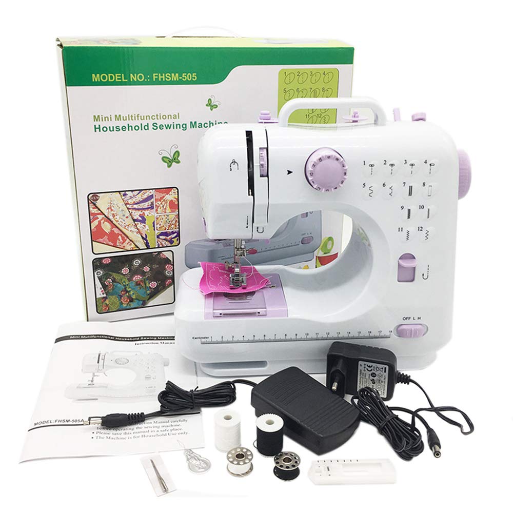 **Inkec Mini Electric Sewing Machine - Portable Household & Crafting Sewing Machine with 12 Built-in Floral Stitches, Foot Pedal & Handheld Operation - Perfect for Beginners, DIY Projects, Mending Clothes & Home Decor**    *(Use Cases: Ideal for quick repairs, DIY crafts, sewing small fabrics, hemming clothes, and creating handmade gifts.)*