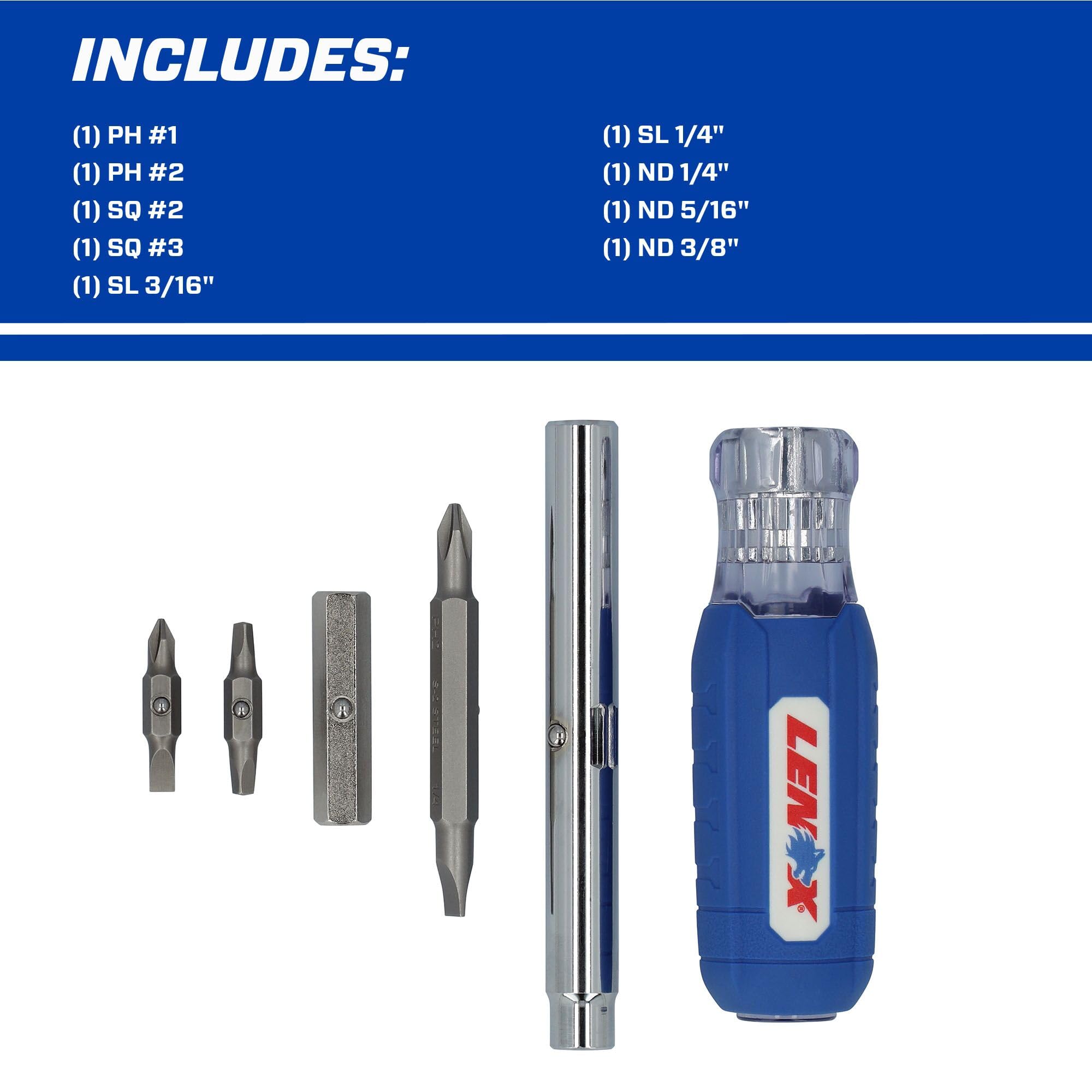 LENOX 9-in-1 Multi-Bit Screwdriver Set with Magnetic Tip (LXHT68000) - Perfect for Home Repairs, DIY Projects & Professional Use