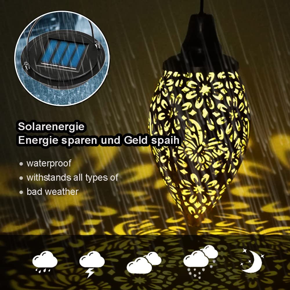 2 Pack Solar Lantern Outdoor Garden Lights - Waterproof Hanging Solar Powered Decorative Lighting for Patio, Lawn, Pathway, Terrace - Perfect for Backyard, Camping & Evening Ambience