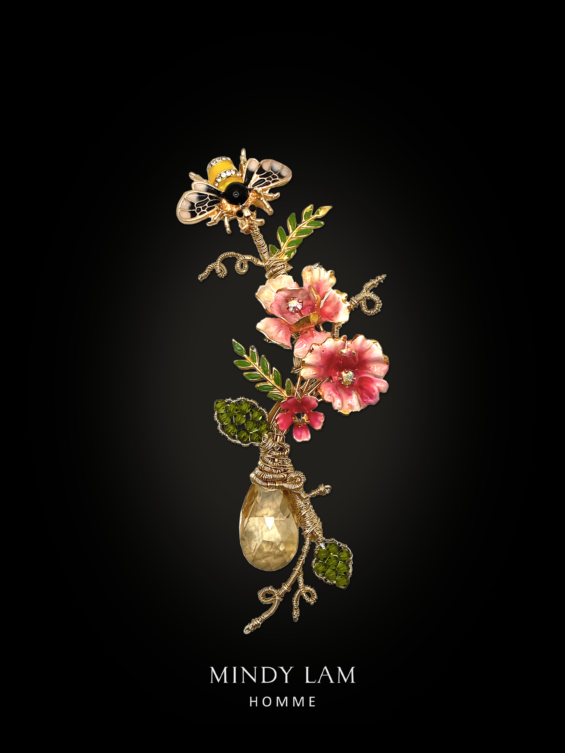 Men's Lapel Pin - Bumbles in the Gardenia Garden Floral Brooch for Suits & Blazers | Perfect for Weddings, Prom & Formal Events