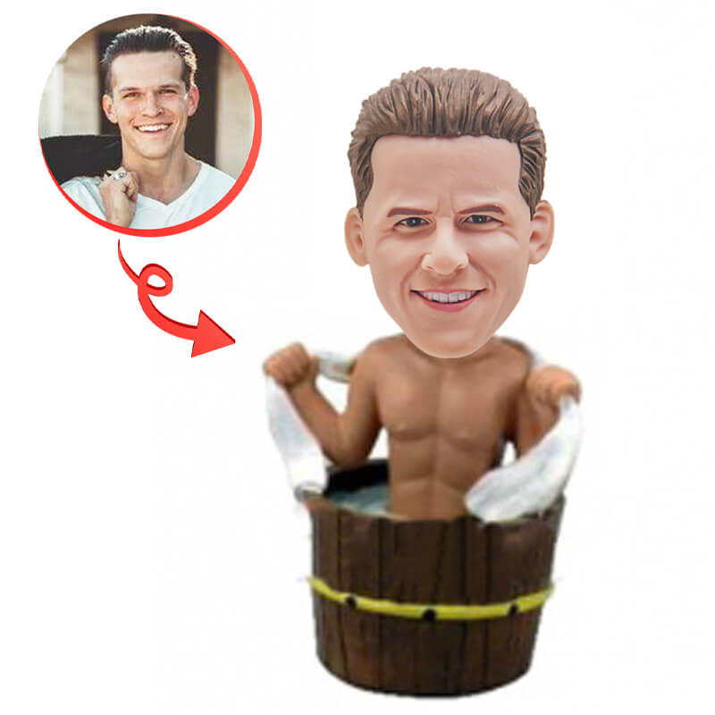 Custom Bobblehead for Men - Personalized Bathing Man Bobblehead Figurine - Unique Gift for Birthday, Anniversary & Father's Day - Perfect for Office Desk, Home Decor & Car Dashboard
