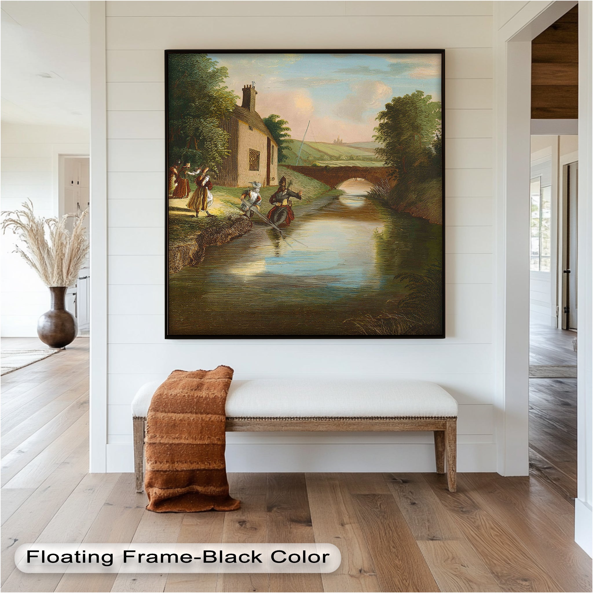Romantic English Countryside Historic Oil Painting - A Day by the River - Perfect for Home Decor, Living Room Wall Art & Gift Ideas