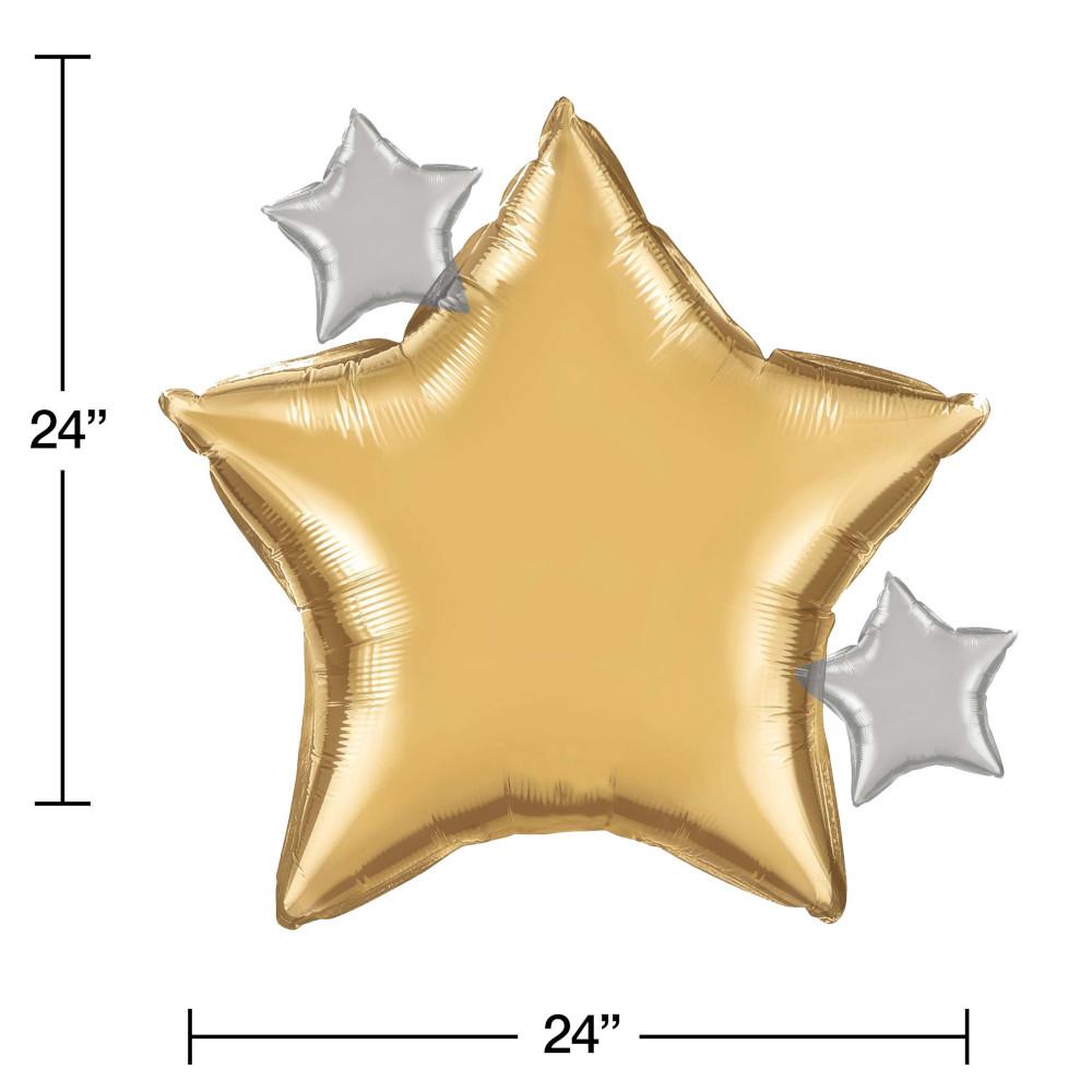 10-Piece Bulk Starry Night Metallic Star Balloons for Birthday Parties, Baby Showers & Wedding Decorations