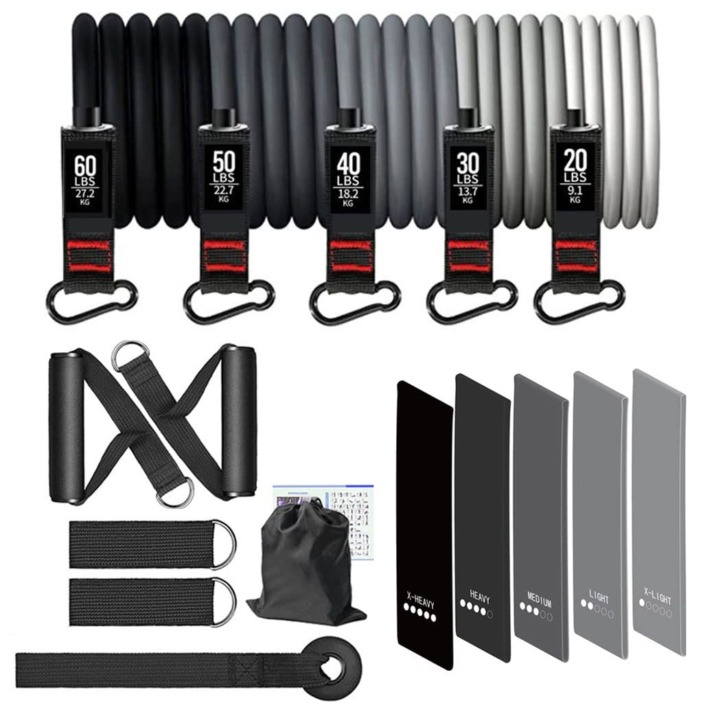 Premium Resistance Bands Set - 5-Piece Latex Exercise Bands for Home Gym, Yoga, Pilates & Strength Training (20-60 lbs) - Ideal for Full-Body Workouts, Physical Therapy & Fitness Enthusiasts