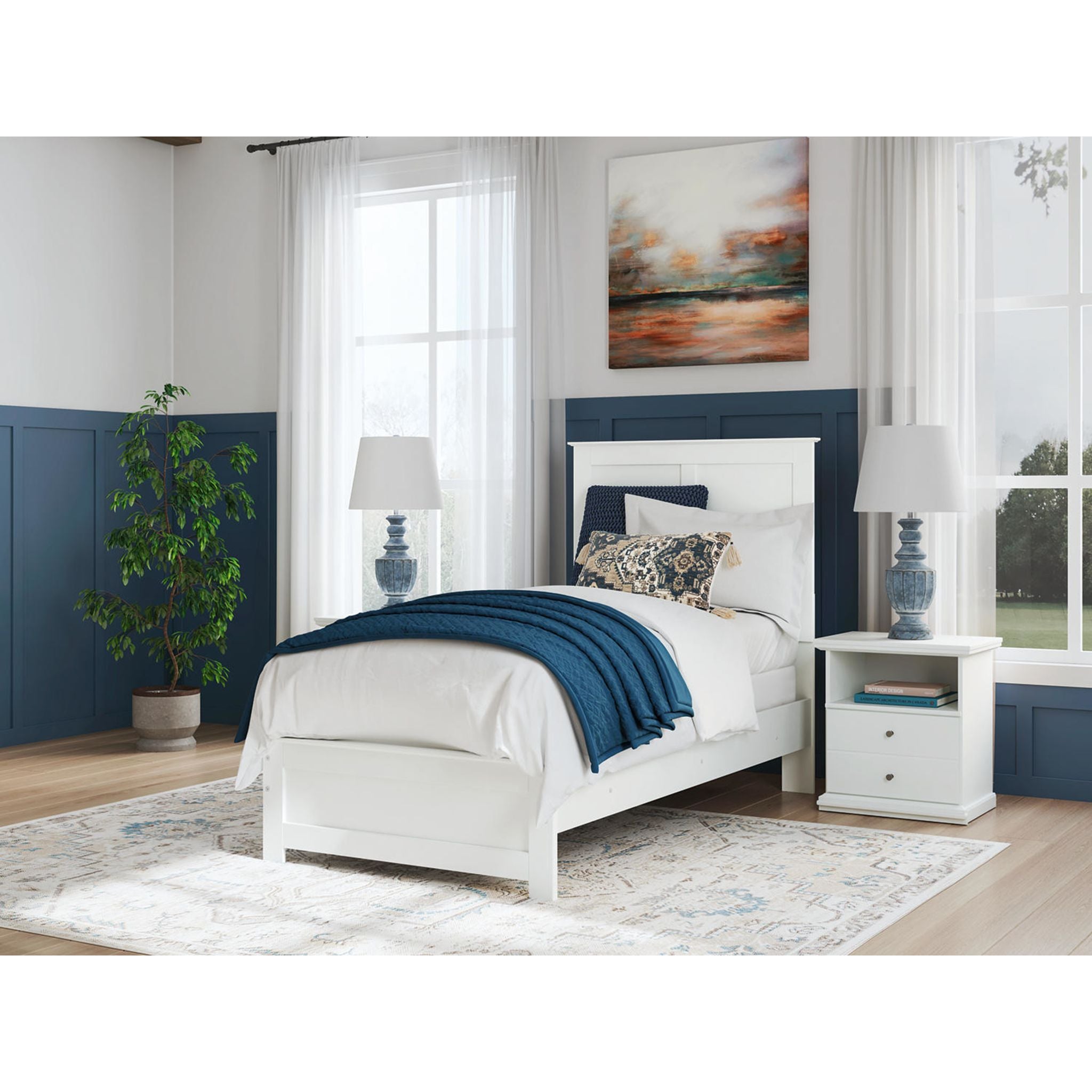 Bostwick Shoals Panel Bed - White Queen Size Wooden Bed Frame for Bedroom - Perfect for Modern Home Decor and Guest Rooms