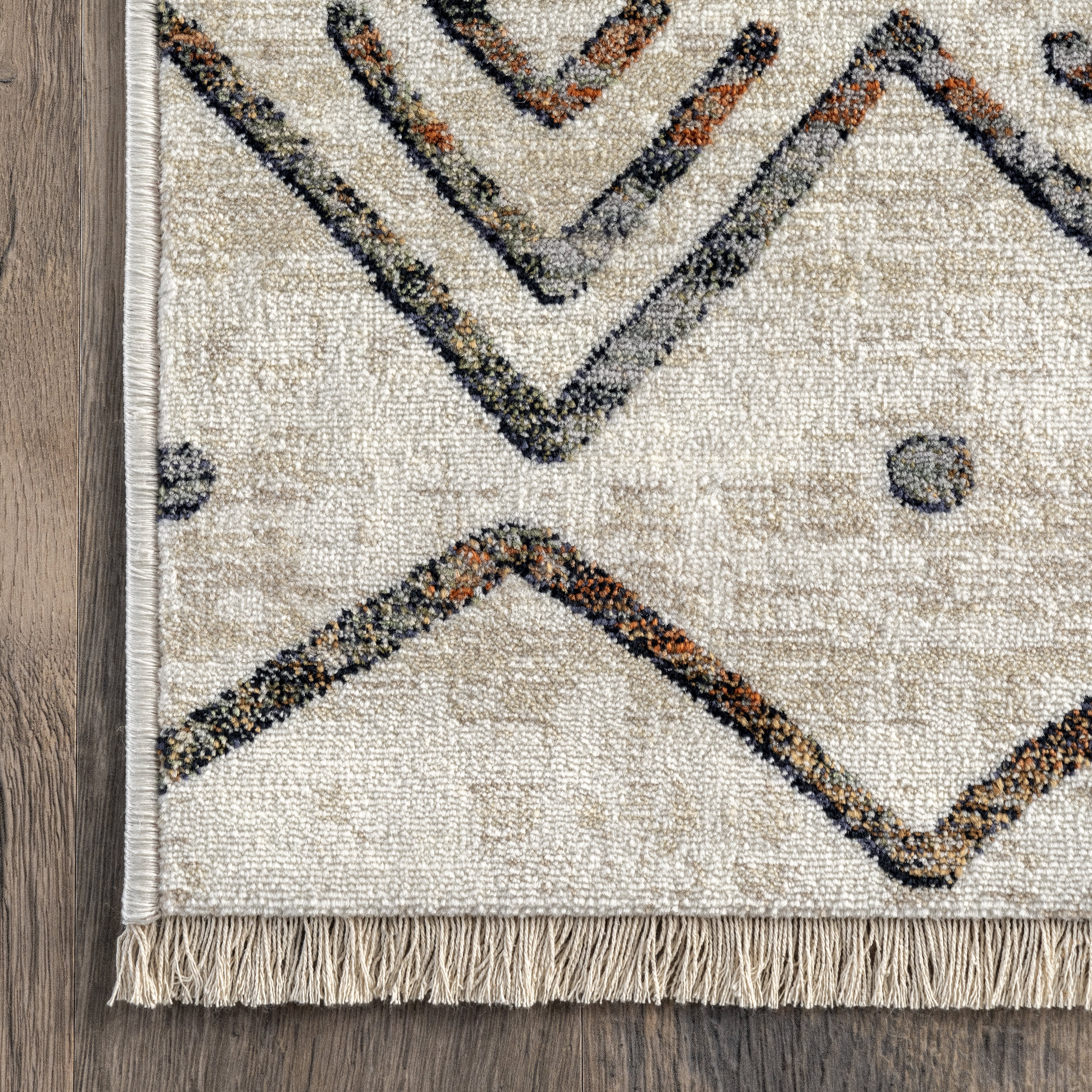 Stylish Aubrey Paneled Fringed Beige Area Rug - Perfect for Living Room, Bedroom & Boho Home Decor