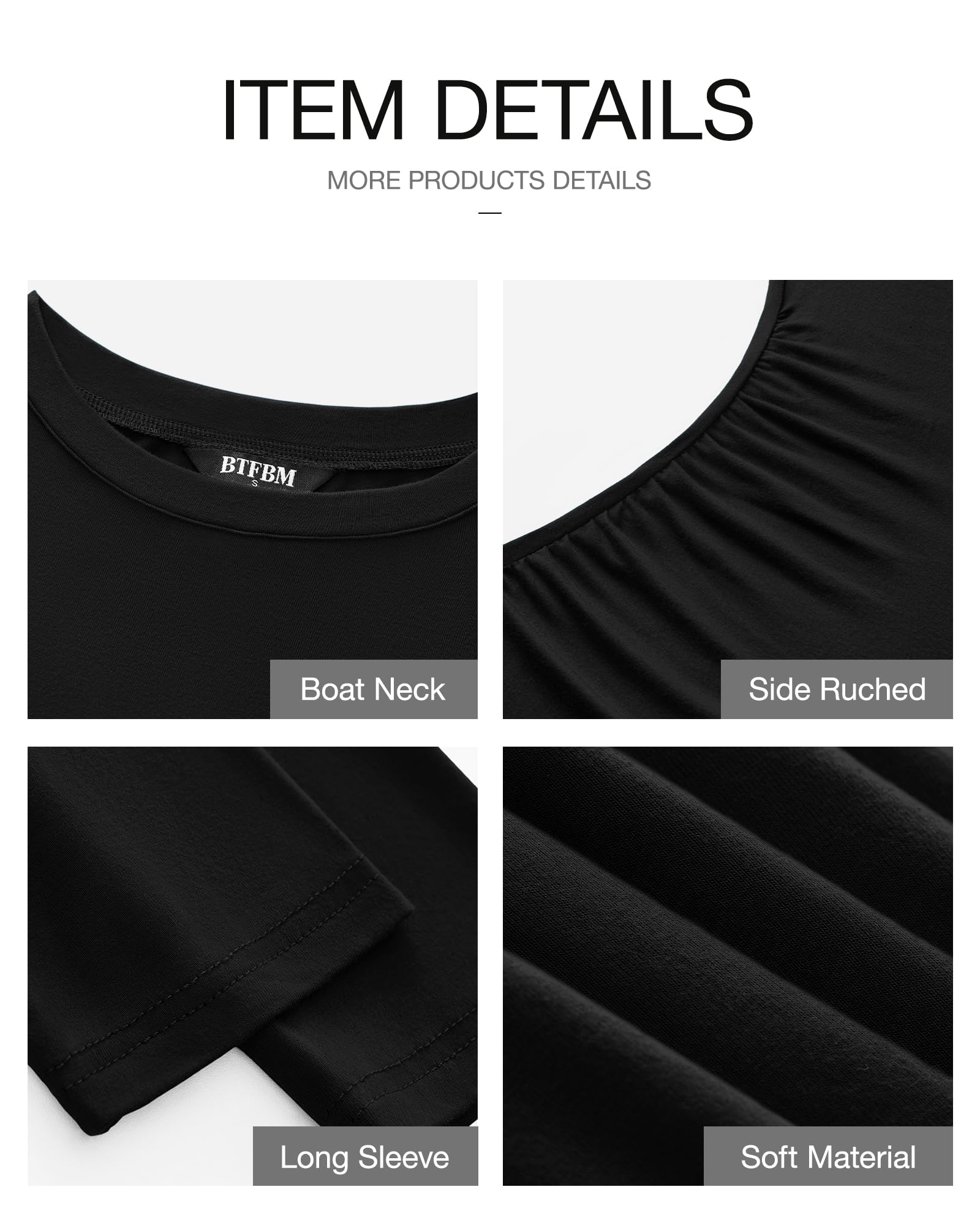 BTFBM Women's Spring Fashion 2025 Long Sleeve Boat Neck Mini Dress - Slim Fit Bodycon Party Club Dress for Night Out, Date Night & Cocktail Events