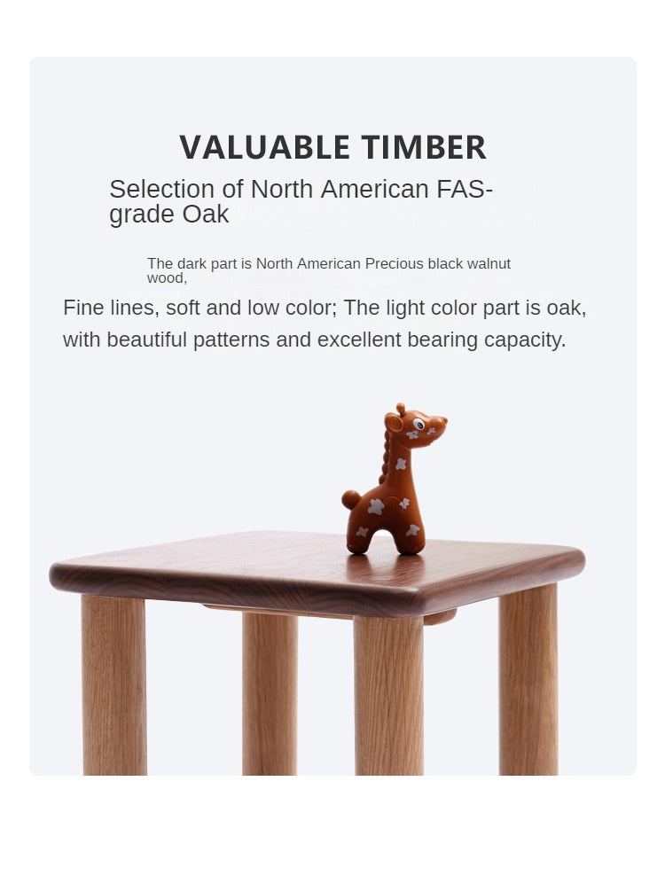 Solid Oak & Black Walnut Kids Small Stool - Durable Wooden Step Stool for Children - Perfect for Bathroom, Kitchen, and Playroom Use