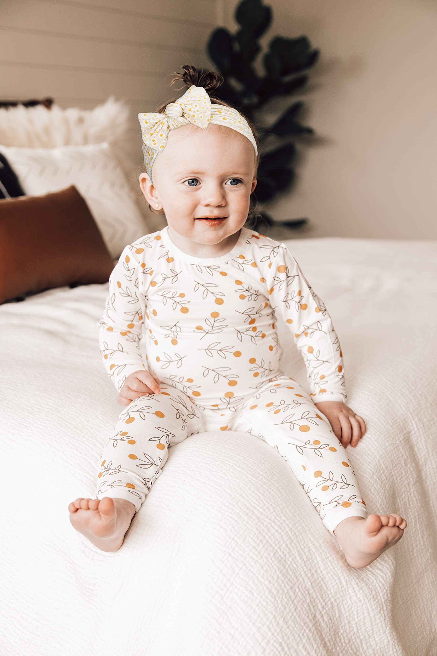Baby Girls Floral Bows Headband - Soft Knotted Elastic Baby Turban Headwrap for Newborn, Infant & Toddler | Cute Hair Accessories for Photos, Parties & Everyday Wear