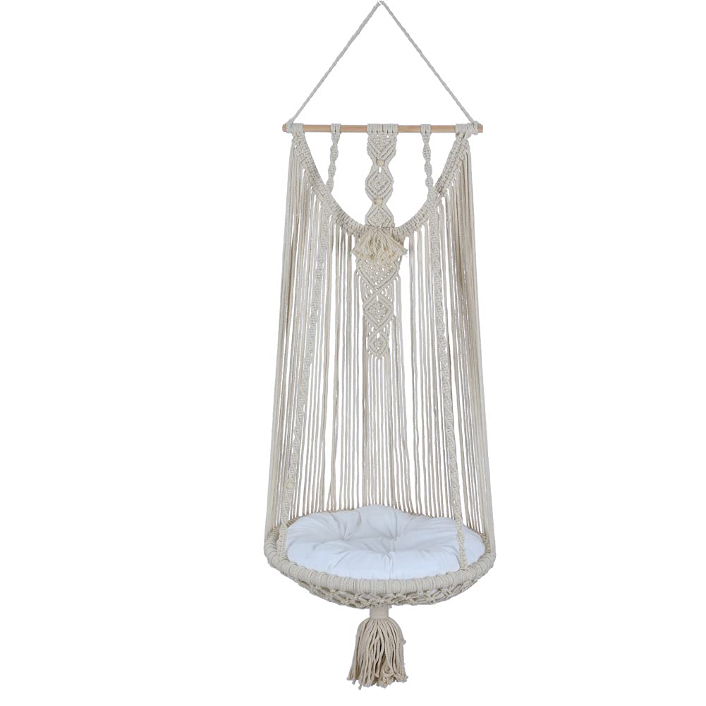 Handmade Macrame Hanging Pet Bed - Wall Mounted Cat Hammock for Indoor Cats | Cozy Cat Swing & Pet Gift | Perfect for Living Rooms, Bedrooms & Cat Play Areas