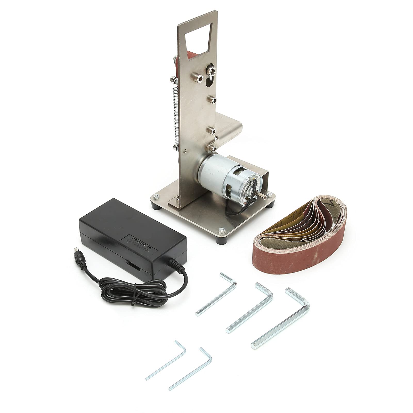 Mini Belt Sander Polishing Grinding Machine - 4500-9000 RPM, Aluminum Alloy Body, Double Bearings, 110-240V AC (US Plug) - Perfect for DIY Projects, Metal Polishing, Woodworking & Jewelry Making
