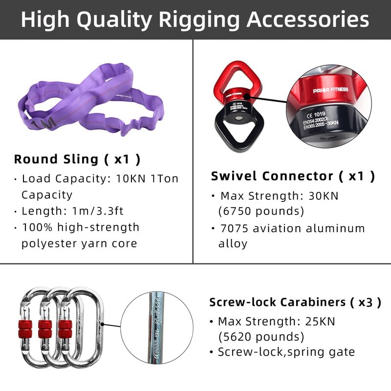 **PRIOR FITNESS Aerial Hoop Set – Professional Circus Lyra Hoop Kit with Complete Rigging Hardware for Home, Yoga & Dance | Acrobatics Equipment for Indoor & Outdoor Fitness Training**