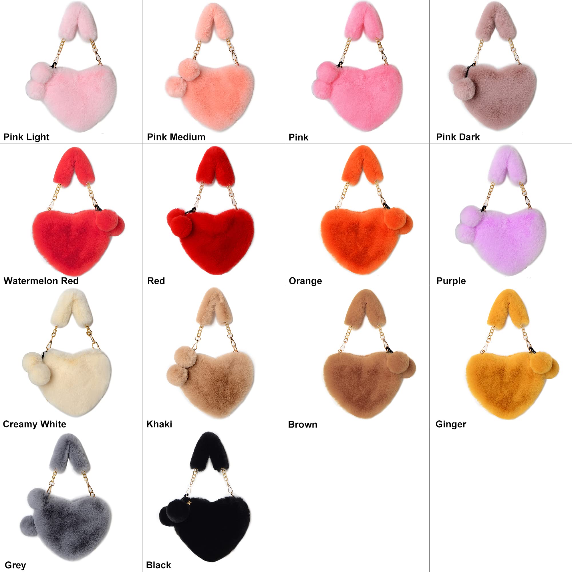 Rejolly Fluffy Faux Fur Heart Shaped Handbag for Women & Girls - Soft Small Shoulder Bag Clutch Purse - Perfect for Parties, Dates, and Everyday Use