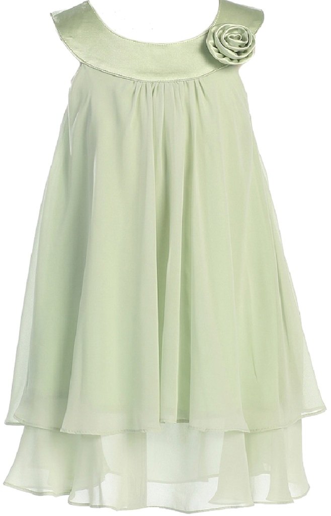 Chiffon A-Line Hand Rolled Rose Flower Girl Dress for Toddler Girls - Perfect for Weddings, Baptisms & Special Occasions