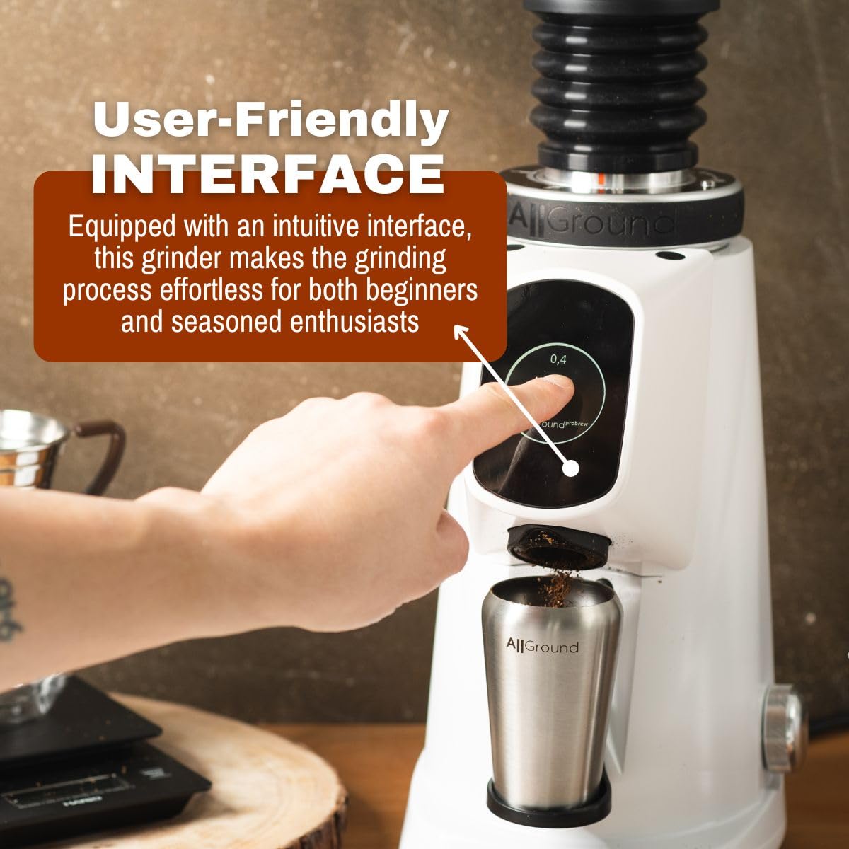 Premium Fiorenzato AllGround ProBrew Coffee Grinder - Italian-Made Home Coffee Grinder with Rose Gold Accents - Perfect for Espresso, French Press & Pour Over Brewing - Ideal for Coffee Enthusiasts & Home Baristas