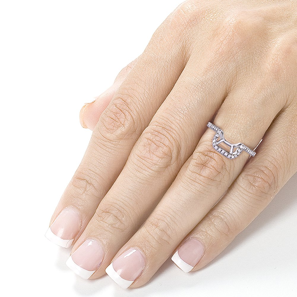 Kobelli 1/5 Carat Round Diamond Shadow Band Ring in 14K White Gold - Elegant Wedding Band, Anniversary Gift for Her